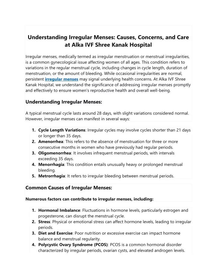 understanding irregular menses causes concerns