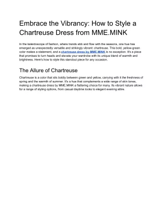 Embrace the Vibrancy_ How to Style a Chartreuse Dress from MME