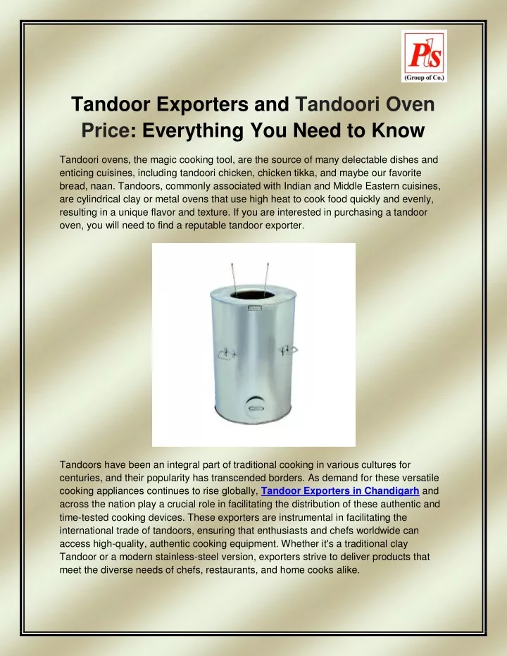 tandoor exporters and tandoori oven price