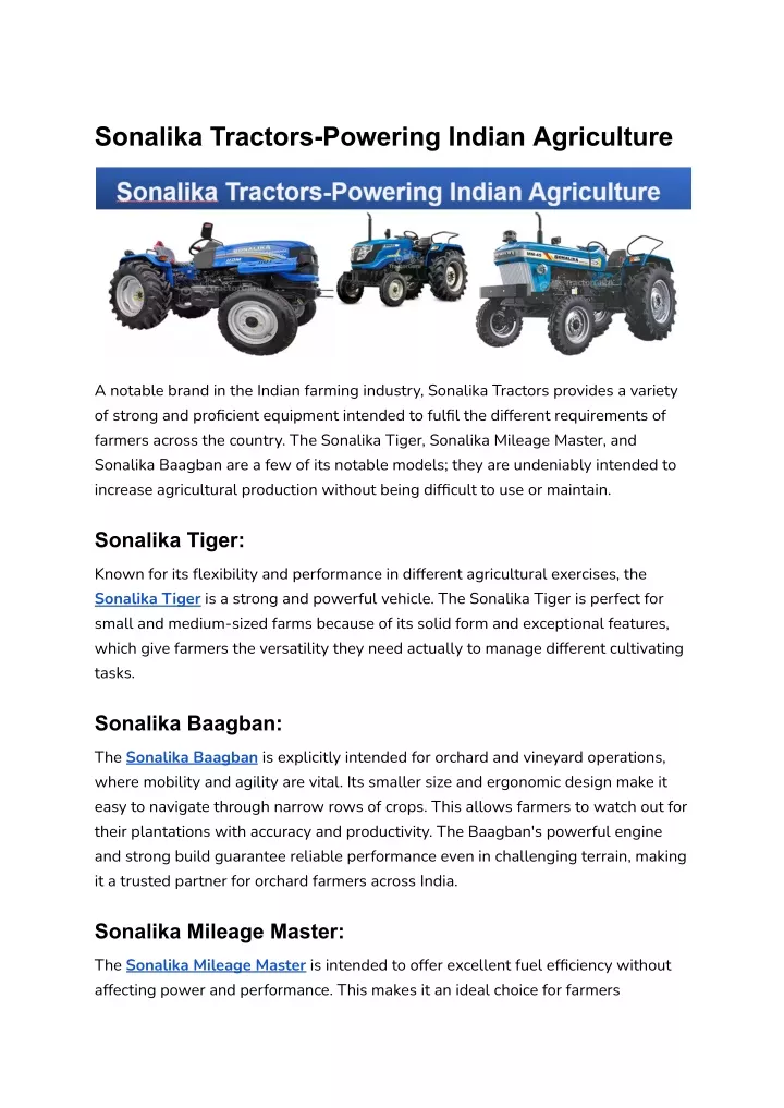 sonalika tractors powering indian agriculture