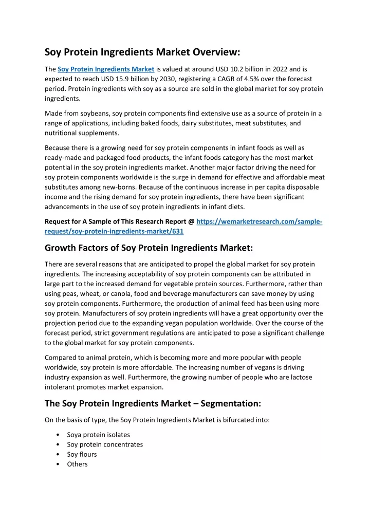 soy protein ingredients market overview