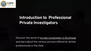 Introduction to Professional Private Investigators
