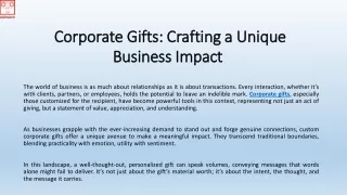 PPT- Impact of corporate gifts on business