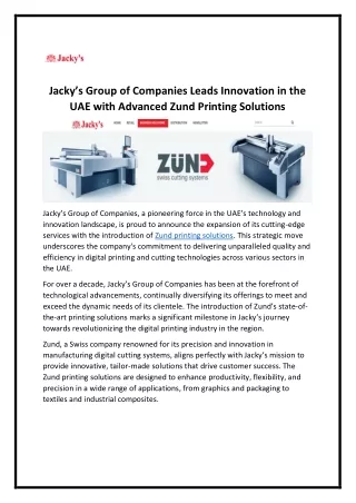 Zund Printing Solutions UAE - Jackys