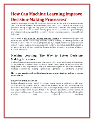 how can machine learning improve decision making
