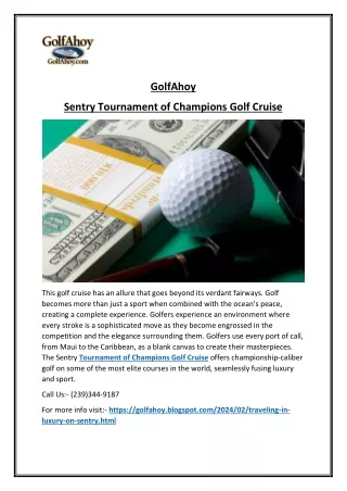 Aboard the Sentry Tournament of Champions Golf Cruise