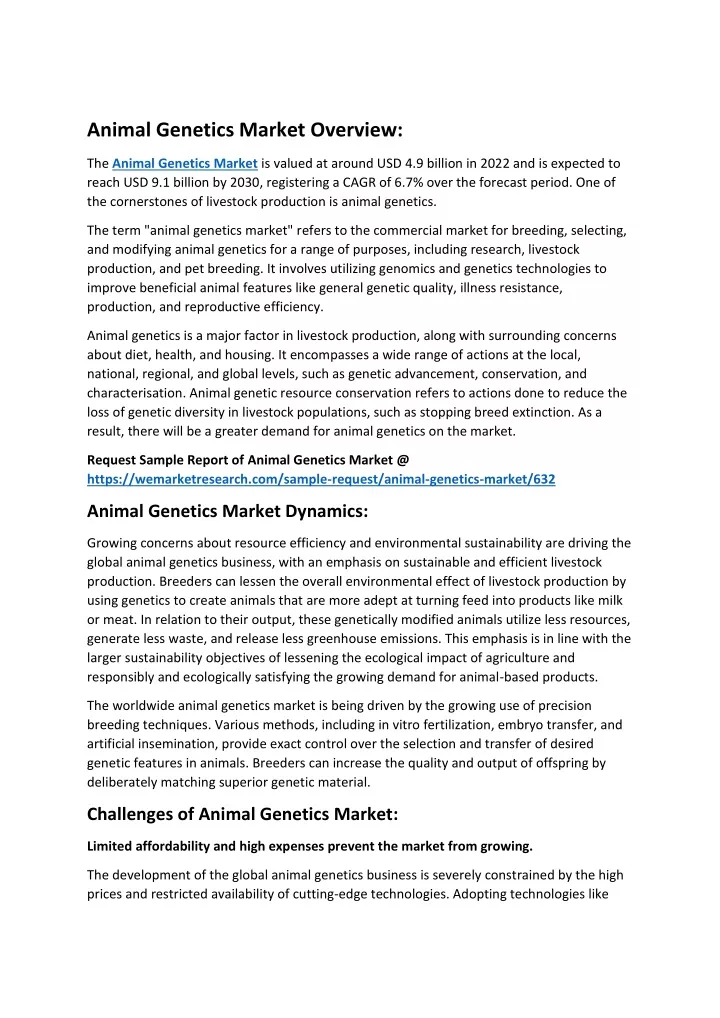 animal genetics market overview