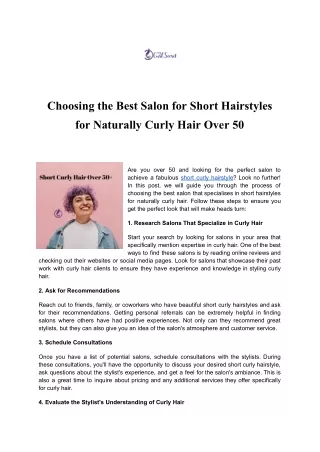 Choosing the Best Salon for Short Hairstyles for Naturally Curly Hair Over 50