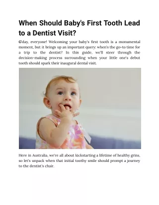 When Should Baby's First Tooth Lead to a Dentist Visit