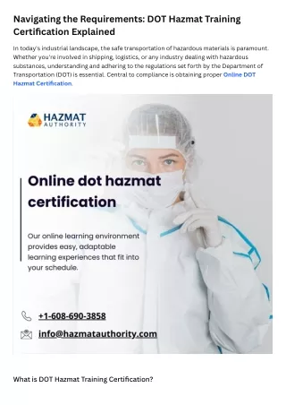 navigating the requirements dot hazmat training