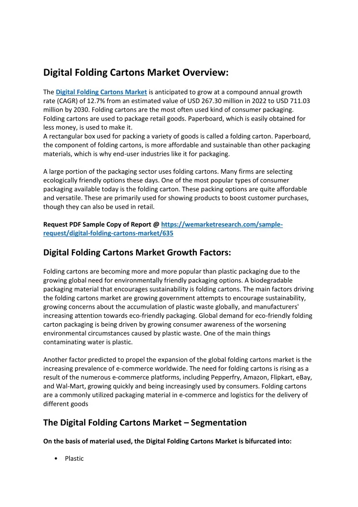 digital folding cartons market overview