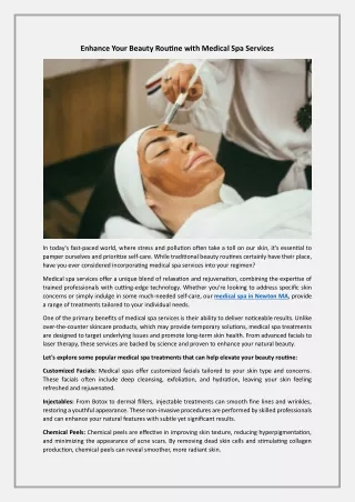 Enhance Your Beauty Routine with Medical Spa Services