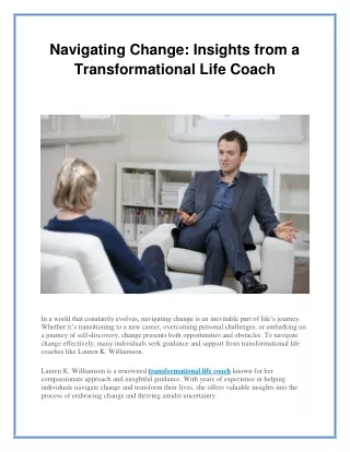 Navigating Change Insights from a Transformational Life Coach
