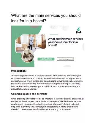 what are the main services you should look