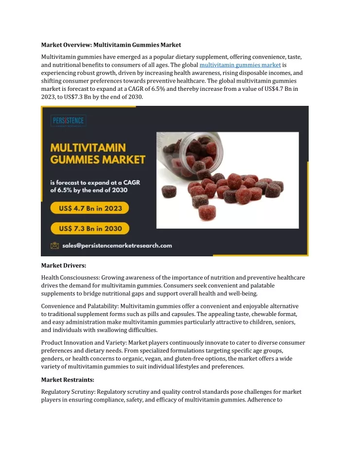 market overview multivitamin gummies market