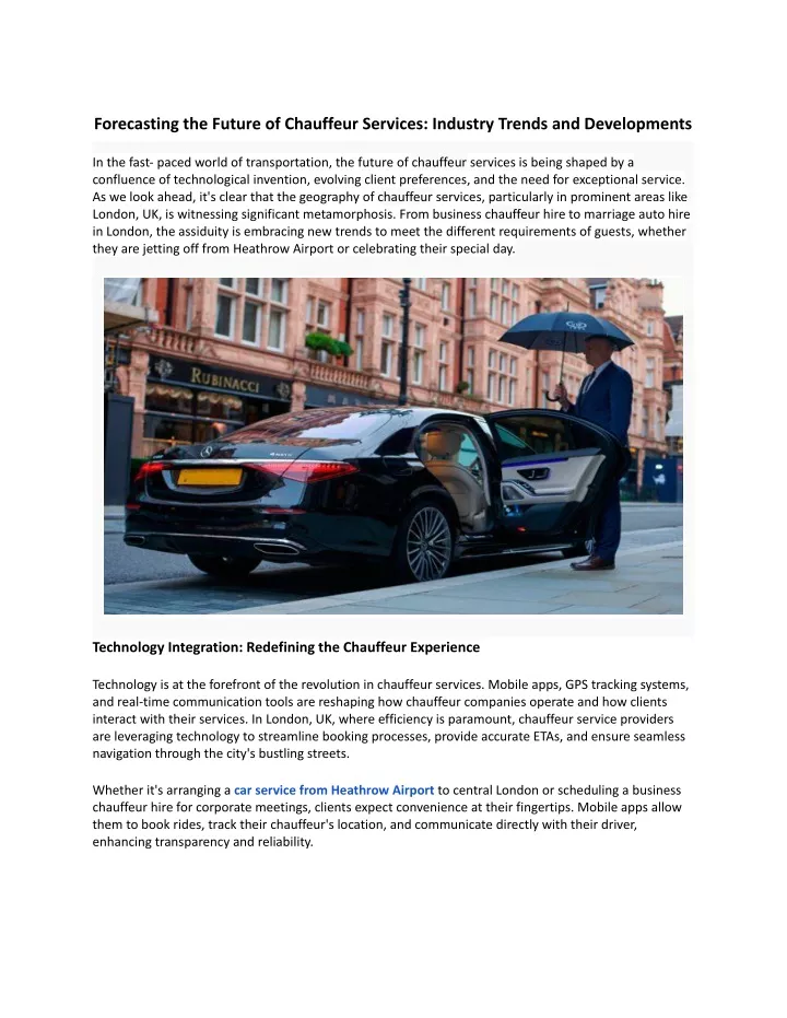 forecasting the future of chauffeur services
