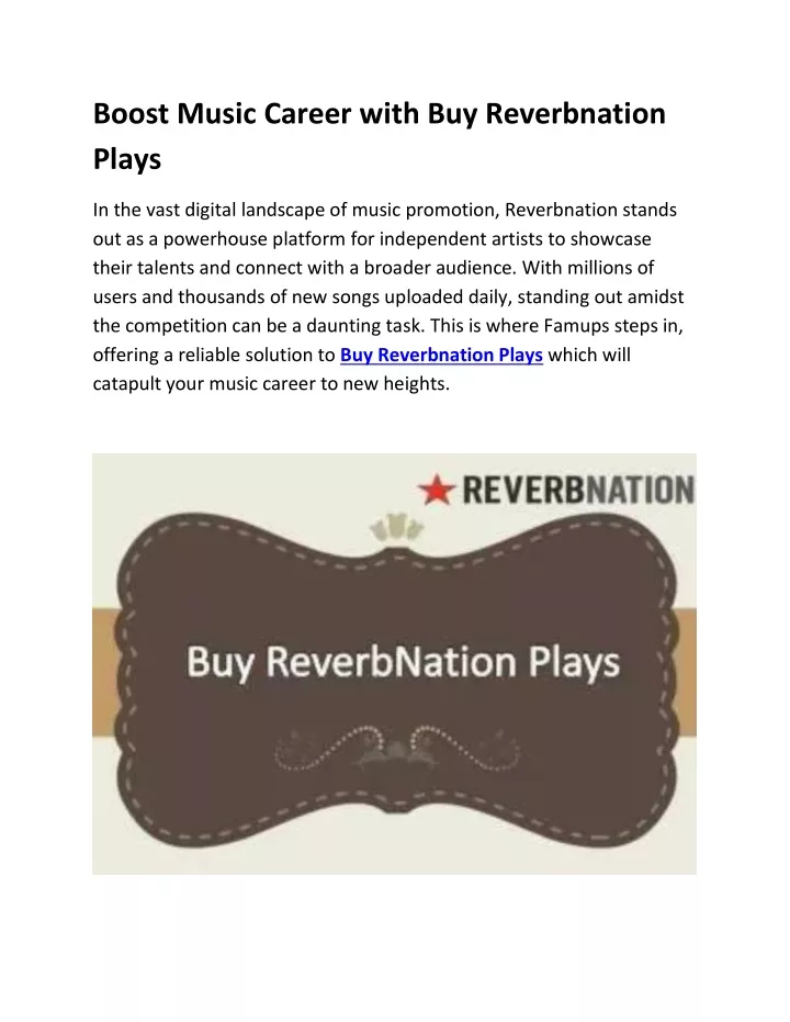 boost music career with buy reverbnation plays