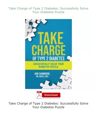 Ebook❤(download)⚡ Take Charge of Type 2 Diabetes: Successfully Solve Your Diabetes Puzzle