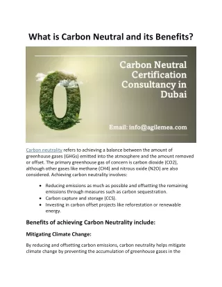 what is carbon neutral and its benefits