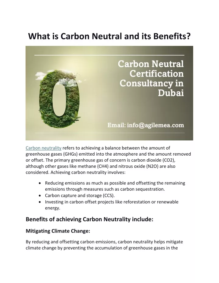 what is carbon neutral and its benefits