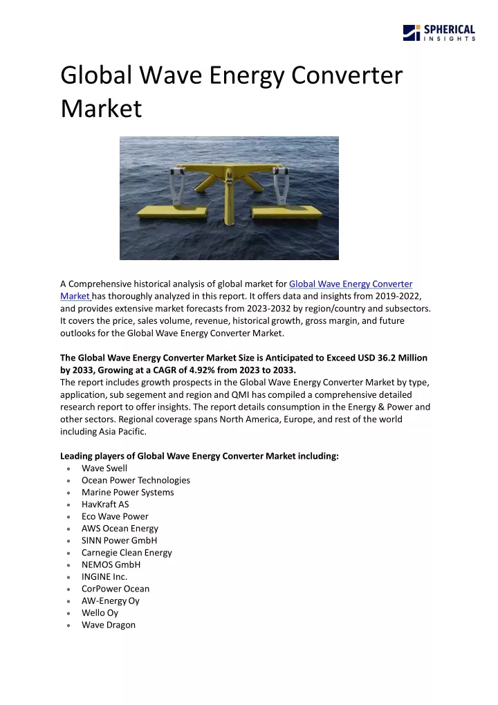 global wave energy converter market