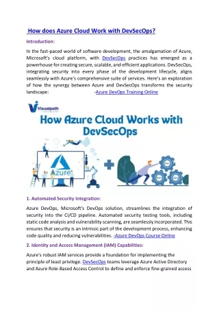 how does azure cloud work with devsecops