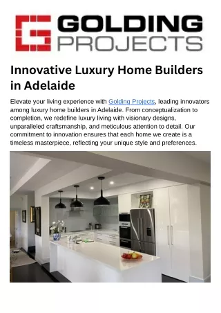 Innovative Luxury Home Builders in Adelaide