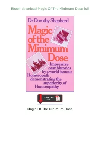 ❤Ebook❤ ⚡download⚡ Magic Of The Minimum Dose full