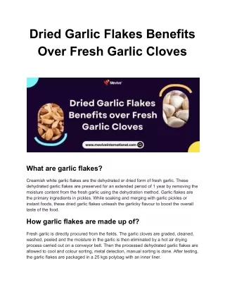 Dried Garlic Flakes Benefits Over Fresh Garlic Cloves
