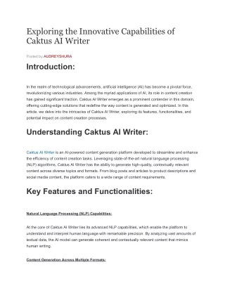 Exploring the Innovative Capabilities of Caktus AI Writer