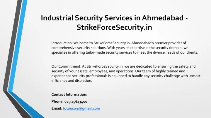 industrial security services in ahmedabad strikeforcesecurity in