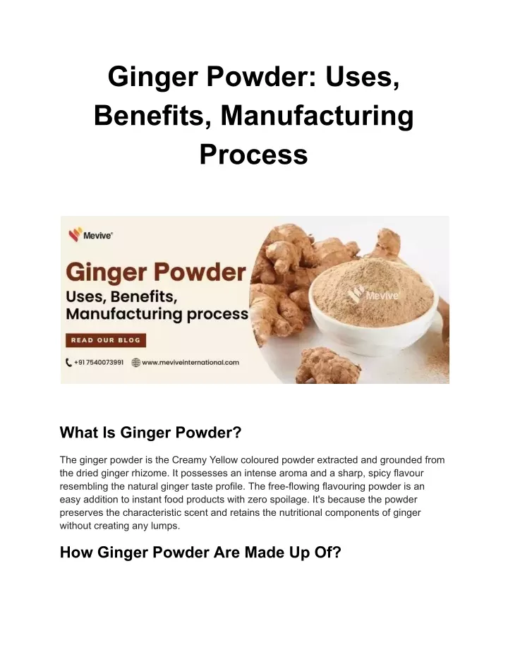 ginger powder uses benefits manufacturing process