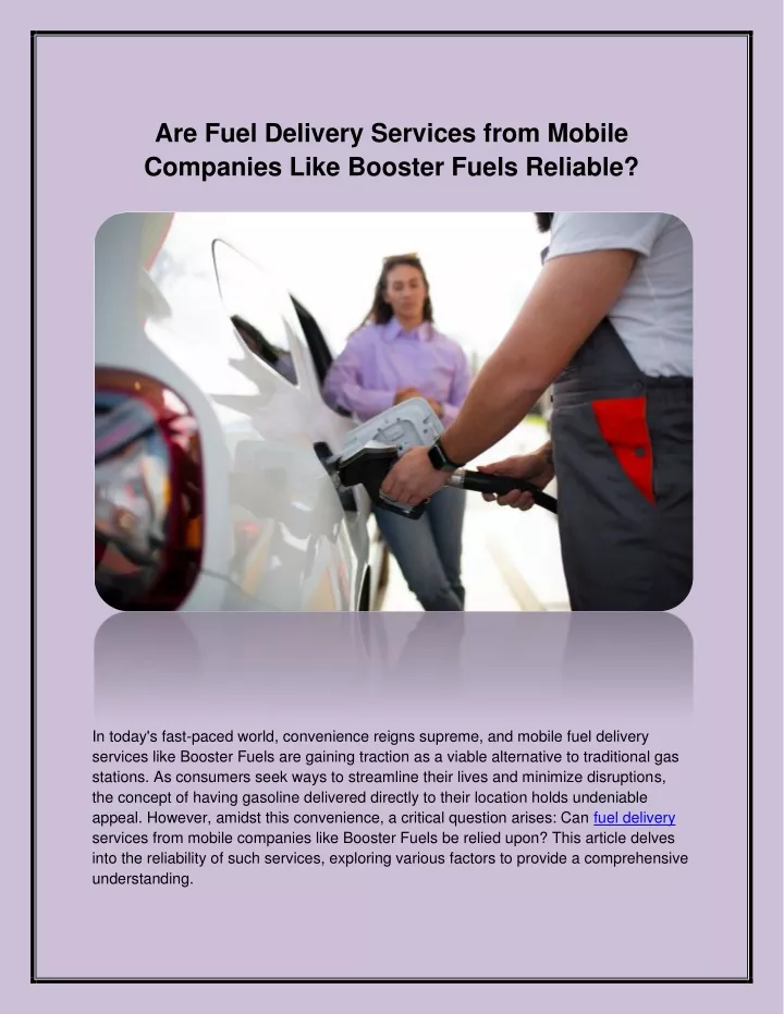 are fuel delivery services from mobile companies