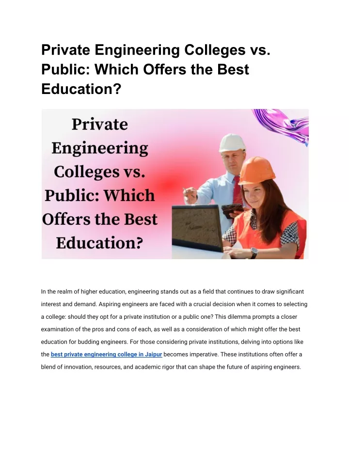 private engineering colleges vs public which