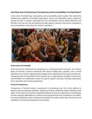 how does your charity ensure transparency