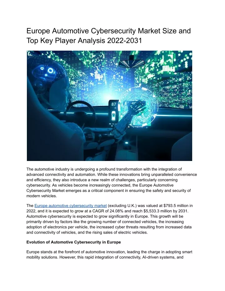 europe automotive cybersecurity market size