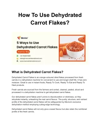 How To Use Dehydrated Carrot Flakes