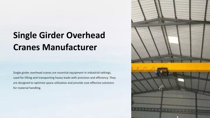 single girder overhead cranes manufacturer