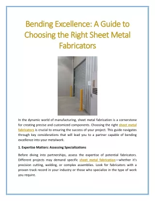 Bending Excellence: A Guide to Choosing the Right Sheet Metal Fabricators