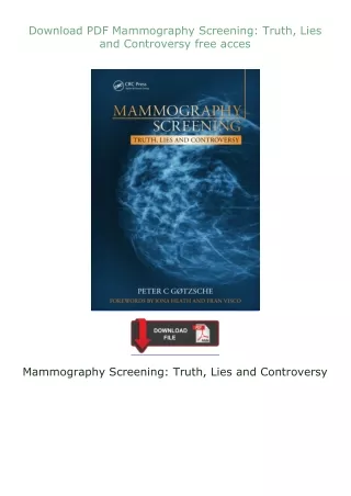 ❤Download❤ ⚡PDF⚡ Mammography Screening: Truth, Lies and Controversy free acces