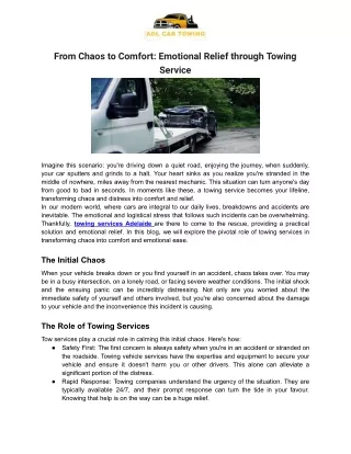 Emotional Relief through Towing Service