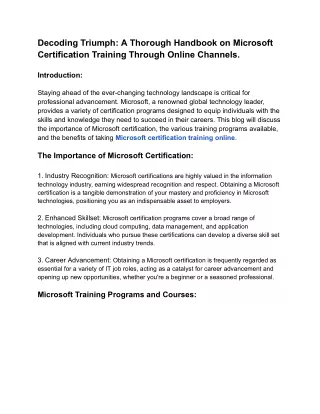 Microsoft Certification Training Online