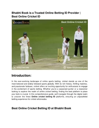 Bhabhi Book is a Trusted Online Betting ID Provider | Best Online Cricket ID