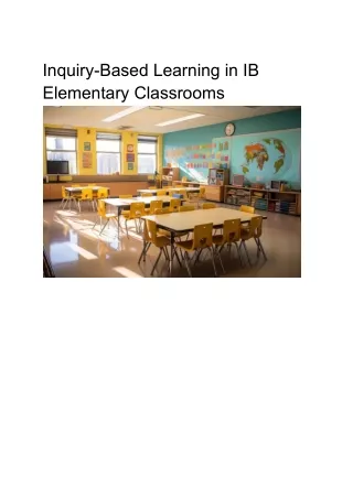 Inquiry-Based Learning in IB Elementary Classrooms