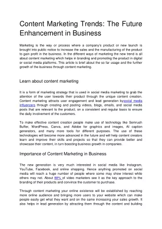 Content Marketing Trends_ The Future Enhancement in Business