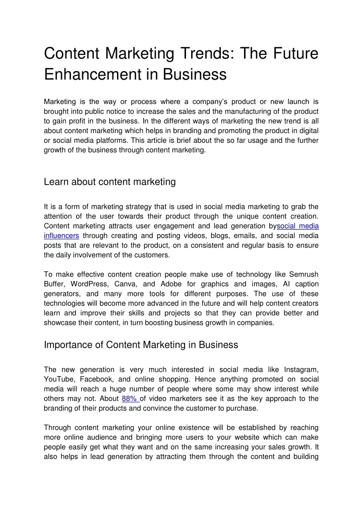 content marketing trends the future enhancement
