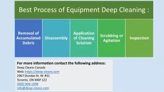 Equipment Deep Cleaning