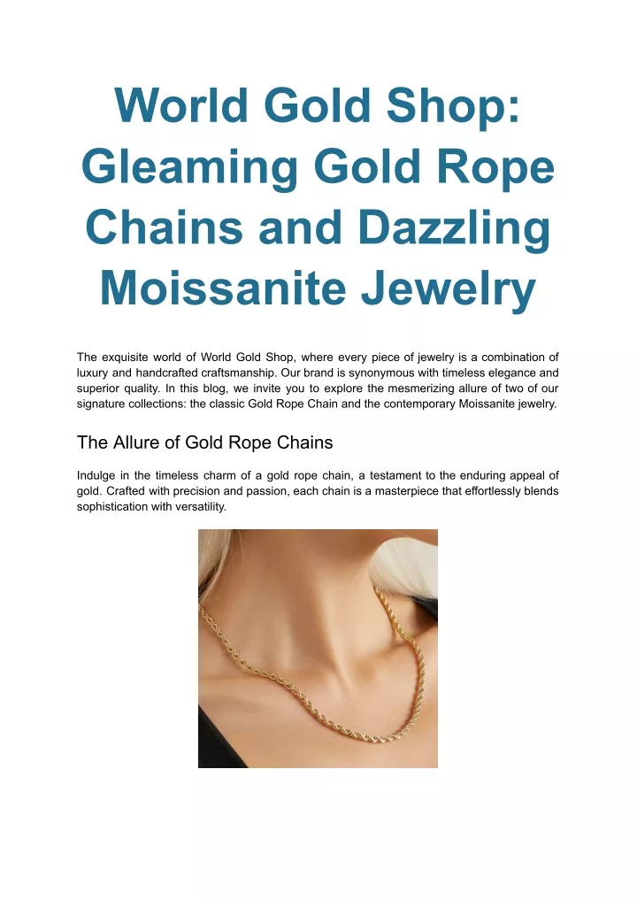 world gold shop gleaming gold rope chains