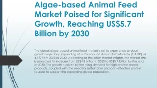 Algae-based Animal Feed Market Poised for Significant Growth