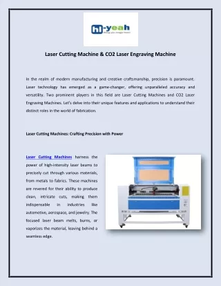 Laser Cutting Machine and CO2 Laser Engraving Machine